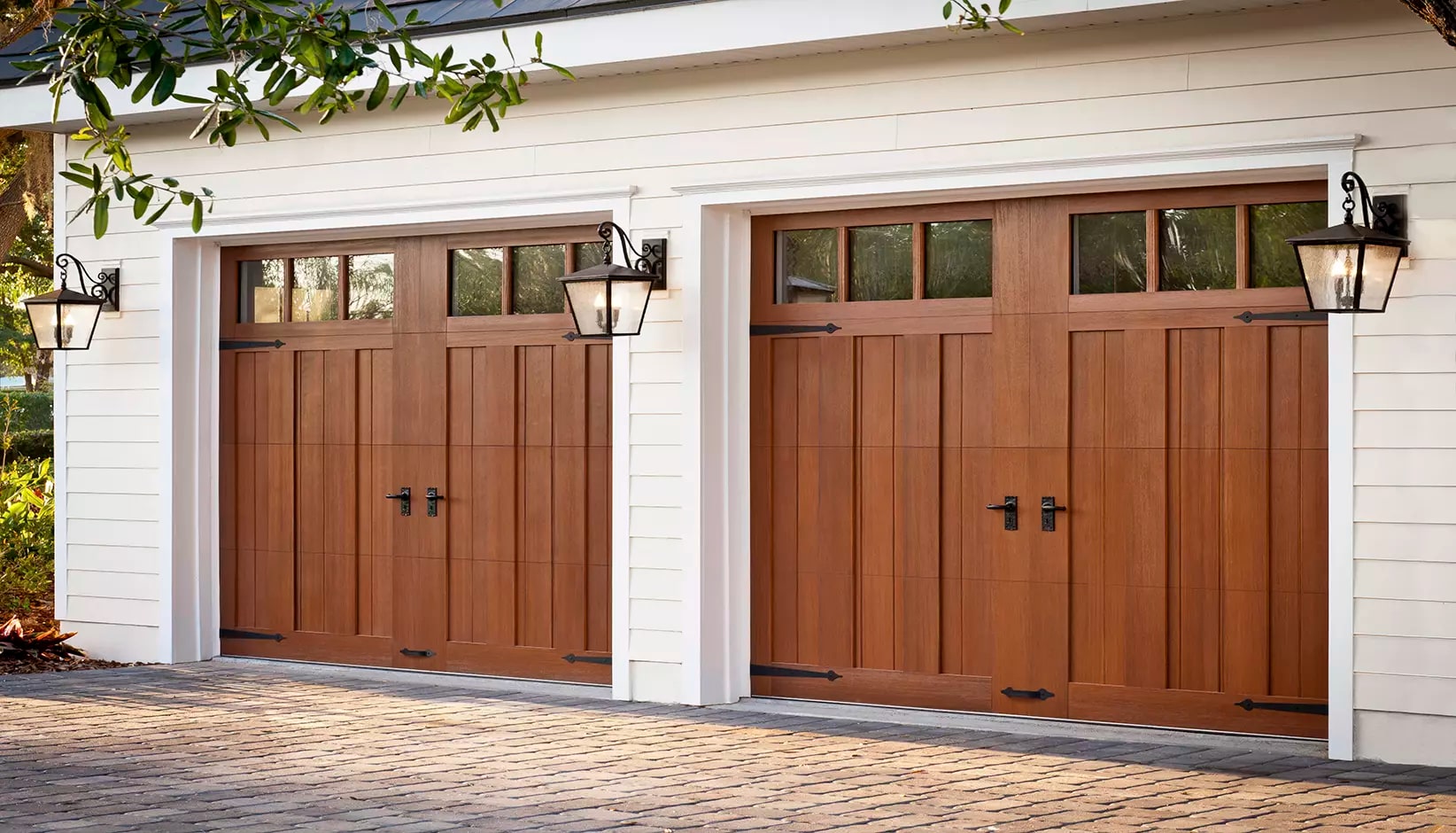 Clopay wood-look carriage-house garage doors